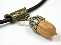 LV-2658  Lignum Vitae & Manila Palm Nut Pendant Necklace, Memorial Jewelry -SCREW CAP