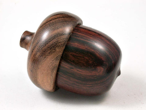 LV-3042  Cocobolo & Mora Acorn Pill Box, Jewelry Box, Engagement Ring Box-SCREW CAP