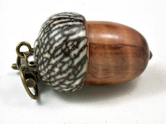 LV-3001  Japanese Sugi & Betel Nut Acorn Pendant Box, Keychain, Pill Fob-SCREW CAP