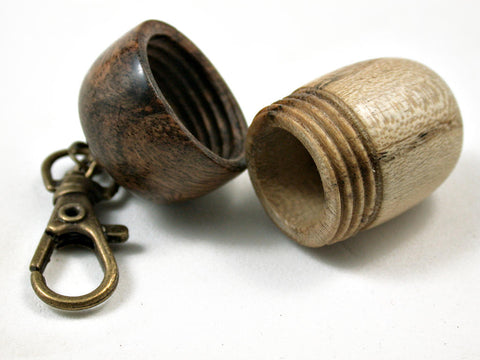 LV-3124  Tree of Heaven & Pollyanna Burl Acorn Box, Pill Holder, Compartment Pendant-SCREW CAP