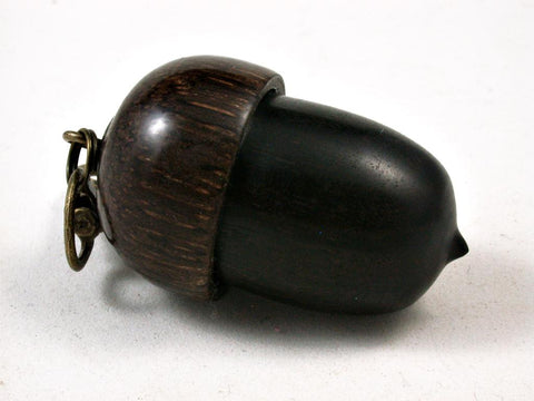 LV-2709  Malaysian Blackwood & Black Palm Nut Acorn Pendant Box, Pill Fob-SCREW CAP