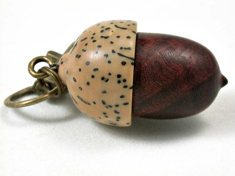 LV-3057 Logwood Burl & Palm Nut  Acorn Box, Pill Holder, Compartment Pendant-SCREW CAP