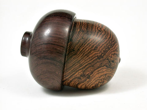 LV-2886  Bocote & Burmese Blackwood Acorn Jewelry Box, Pill Box, Trinket Box-SCREW CAP