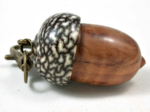 LV-3001  Japanese Sugi & Betel Nut Acorn Pendant Box, Keychain, Pill Fob-SCREW CAP