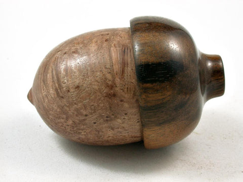 LV-2760  Satinwood Burl & Greenheart Acorn Jewelry Box, Pill Box, Trinket Box-SCREW CAP