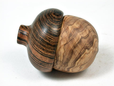 LV-2885 Wooden Acorn Jewelry, Ring Box, Pill Box  Olive Burl & Bocote-SCREW CAP