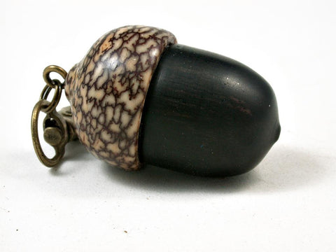 LV-2909  African Blackwood & Betel Nut Acorn Pendant Box, Keychain, Pill Fob-SCREW CAP
