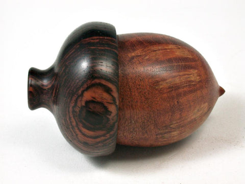 LV-2757   Logwood Burl & Cocobolo Acorn Jewelry Box, Pill Box, Trinket Box-SCREW CAP