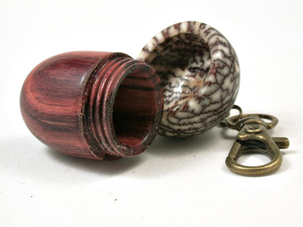 LV-2696  Acorn Pendant Box, Charm, Pill Holder from Masur Birch & Betelnut-SCREW CAP