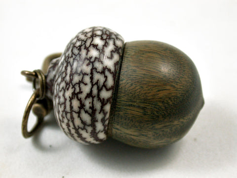 LV-3115  Verawood & Betelnut Acorn Box, Pill Holder, Compartment Pendant-SCREW CAP