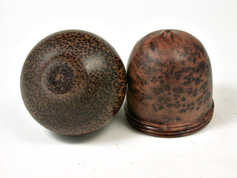LV-2751  Thuya Burl & Red Palm Acorn Jewelry Box, Pill Box, Trinket Box-SCREW CAP