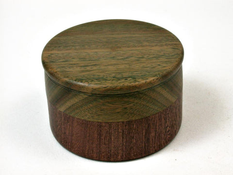 LV-2857  Verawood &  Brown Ebony Flat Pill Box, Ring Holder, Jewelry Box-SCREW CAP