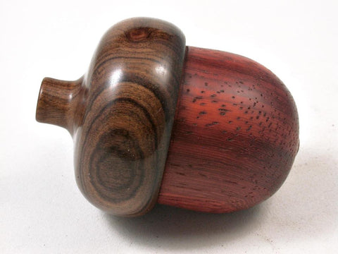 LV-3019  Padauk & Tamboti Acorn Wooden Pill Holder, Ring Box, -SCREW CAP