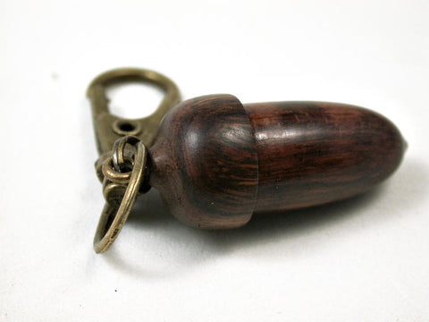 LV-3070  Snakewood & Ironwood Acorn Box, Pill Holder, Compartment Pendant-SCREW CAP