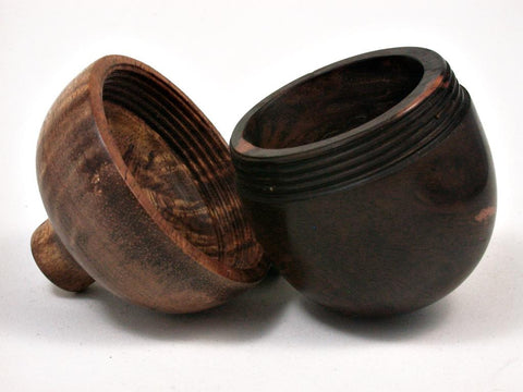 LV-2651 Milo Burl & Curly Koa Wooden Acorn Jewelry Box, Pill Box, Trinket Box-SCREW CAP