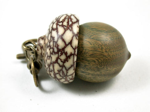 LV-3171  Verawood & Betelnut Acorn Box, Pill Holder, Compartment Pendant-SCREW CAP