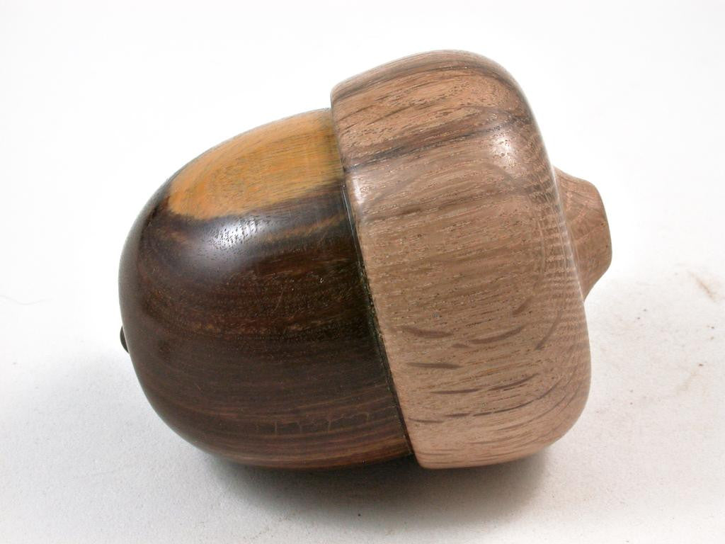 LV-2967 Wooden Acorn Jewelry, Ring Box, Pill Box  from Lignum Vitae & Scarlet Oak-SCREW CAP