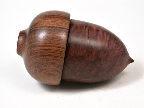 LV-2940 Wooden Acorn Jewelry, Ring Box, Pill Box  from Red Mallee Burl & Tamboti-SCREW CAP