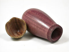 LV-2892  Purpleheart & Verawood Eggplant Trinket Box, Needle Case, Jewelry Box-THREADED