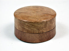 LV-2957 Brown Malle Burl & Acacia Flat Pill Box, Ring Holder, Jewelry Box-SCREW CAP
