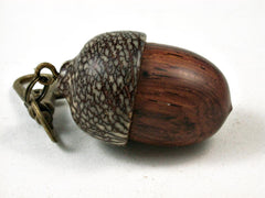 LV-2713 Cocobolo & Betel Nut Acorn Pendant Box, Pill Fob, Secret Compartment-SCREW CAP