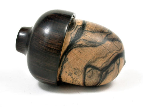 LV-2644 Black & White Ebony and Blackwood Acorn Jewelry, Ring, Pill Box, Trinket-SCREW CAP