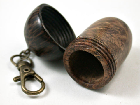 LV-3121 Pollyana Burl & Black Palm Acorn Box, Pill Holder, Compartment Pendant-SCREW CAP