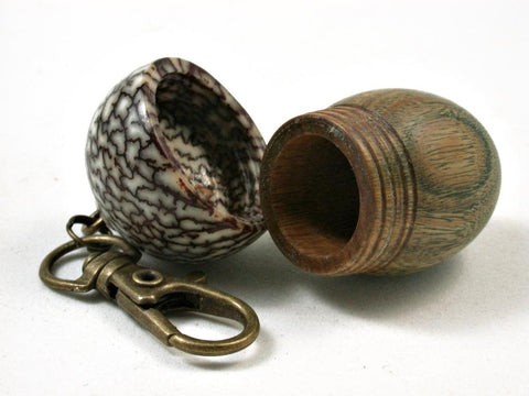 LV-3002 Verawood & Betelnut Acorn Box, Pill Holder, Compartment Pendant-SCREW CAP