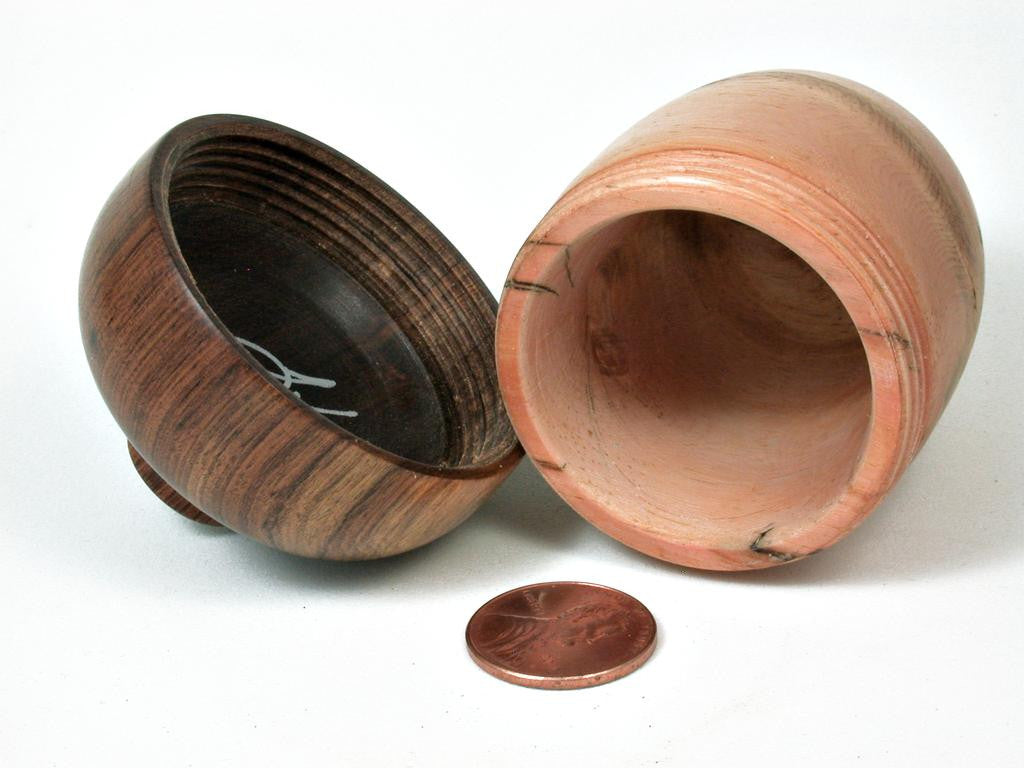 LV-2939  Aromatic Wooden Acorn Jewelry, Ring Box, Pill Box from Bristlecone Pine & Tamboti-SCREW CAP