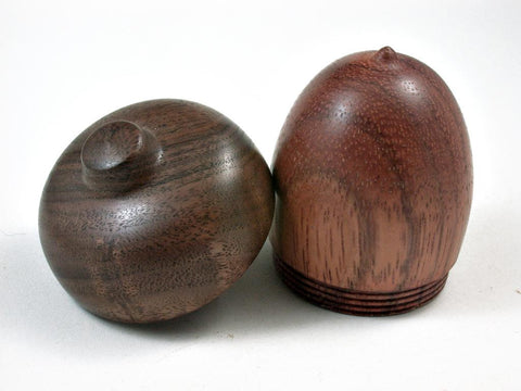 LV-2924 Wooden Acorn Jewelry, Ring Box, Pill Box  from Red Zebrawood & Black Walnut-SCREW CAP