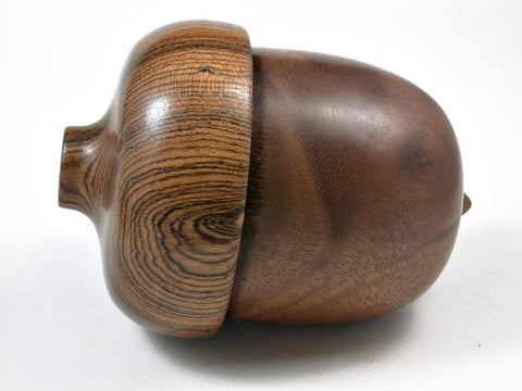 LV-2989  Camphor Burl & Bocote Acorn Pill Box, Jewelry Box, Keepsake-SCREW CAP