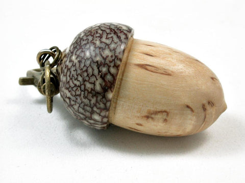 LV-3011  Masur Birch & Betelnut Acorn Box, Pill Holder, Secret Compartment Pendant-SCREW CAP