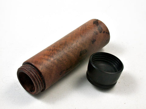 LV-2605 Figured Koa with Ebony Wooden Slim Box, Toothpick Holder, Needle Case-SCREW CAP