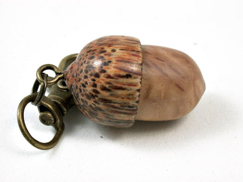 LV-2813  Yellow box Burl & Hala Acorn Pendant Box, Pill Fob, Secret Compartment-SCREW CAP