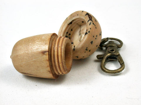 LV-2687  Masur Birch & Palm Nut Pendant Acorn, Charm, Secret Compartment, Pill Fob -SCREW CAP