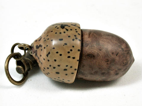 LV-2931 Acorn Pendant Box, Pill Fob from Balau Burl & Palm Nut-SCREW CAP