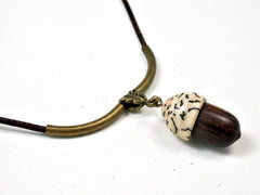Reserved for Tami:  LV-2657  Ironwood & Australian Black Palm Nut Pendant Necklace, Memorial Jewelry -SCREW CAP