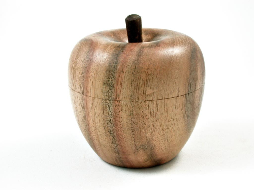 LV-2961 Carob & Ebony Stem Wooden Apple Threaded Box-SCREW CAP