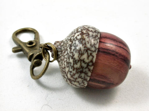 LV-2625 Tulipwood & Betelnut Acorn Pendant Box, Charm, Pill Holder-SCREW CAP