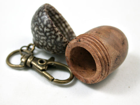 LV-3108 Cherry Burl & Betelnut Acorn Box, Pill Holder, Compartment Pendant-SCREW CAP