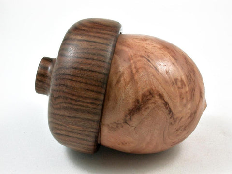 LV-2993  Red gum burl & Chechen Acorn Pill Box, Jewelry Box, Keepsake-SCREW CAP