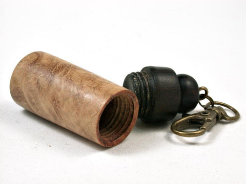 LV-3007  Black Locust Burl & Ebony Pendant Box, Pill Holder, Snuff Box-SCREW CAP
