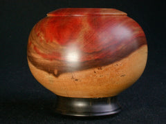 LV-375 Pink Flame & Ebony Hand Turned Wooden Bowl, Hollow Form, Pedestal Vase, Weed Pot-RARE