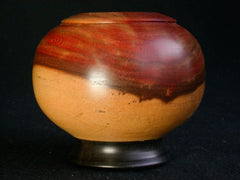 LV-375 Pink Flame & Ebony Hand Turned Wooden Bowl, Hollow Form, Pedestal Vase, Weed Pot-RARE