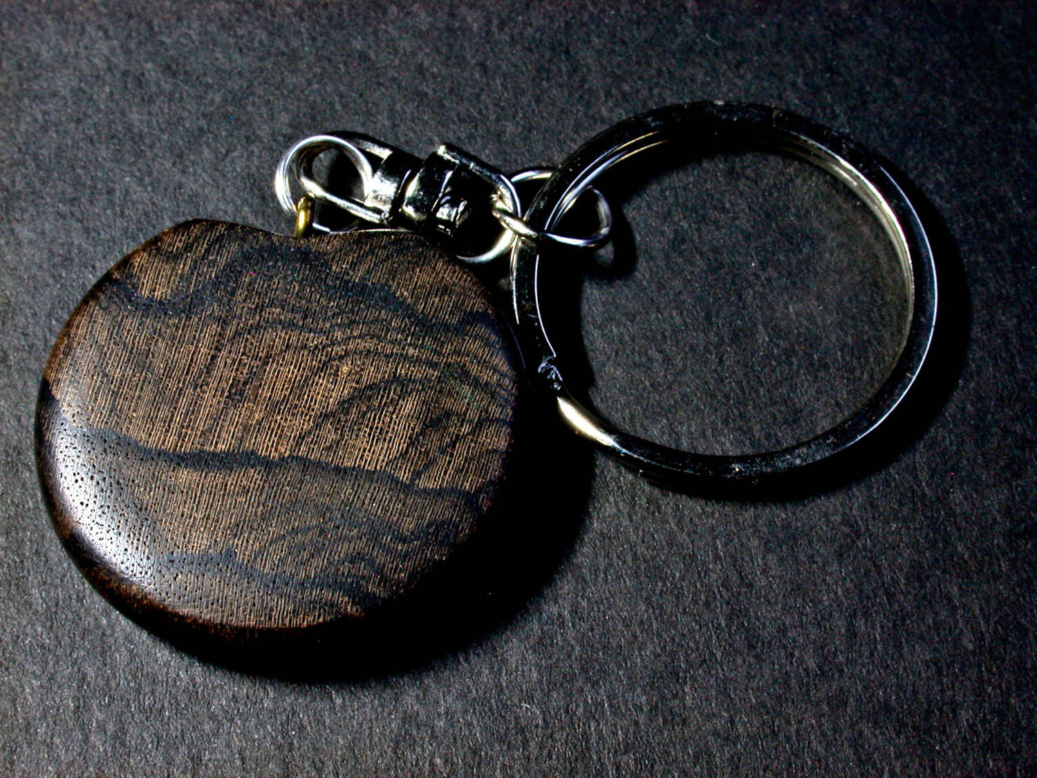 LV-1040 Ziricote Wooden Disc Keychain, Pendant, Charm-Hand Made
