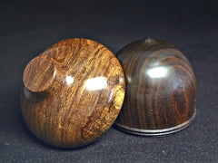 LV-1161 Texas Ebony & Pecan Hand Turned Wooden Acorn Trinket Box, Keepsakes, Jewelry Box-SCREW CAP