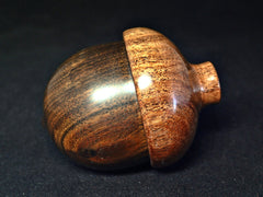 LV-1161 Texas Ebony & Pecan Hand Turned Wooden Acorn Trinket Box, Keepsakes, Jewelry Box-SCREW CAP