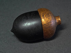 LV-1198 Ancient English Bog Oak & Brown Oak Wooden Acorn Trinket Box, Keepsakes, Jewelry Box-SCREW CAP