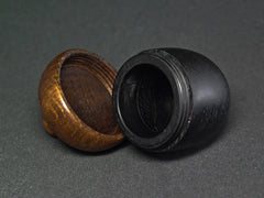 LV-1198 Ancient English Bog Oak & Brown Oak Wooden Acorn Trinket Box, Keepsakes, Jewelry Box-SCREW CAP