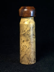 LV-1211 Oxhorn Bucida Burl & Desert Ironwood Pill Box, Snuff Box, Needle Case, Memorial Keepsake-SCREW CAP